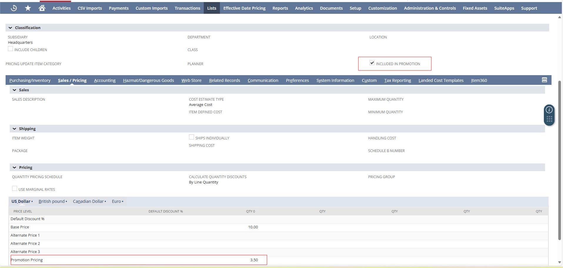 Promotional Pricing Management